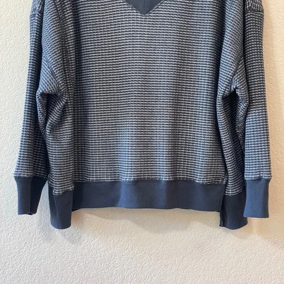American Eagle Outfitters Big Hug V-Neck Waffle‎ Knit Sweatshirt Oversized Sz S - Picture 4 of 10